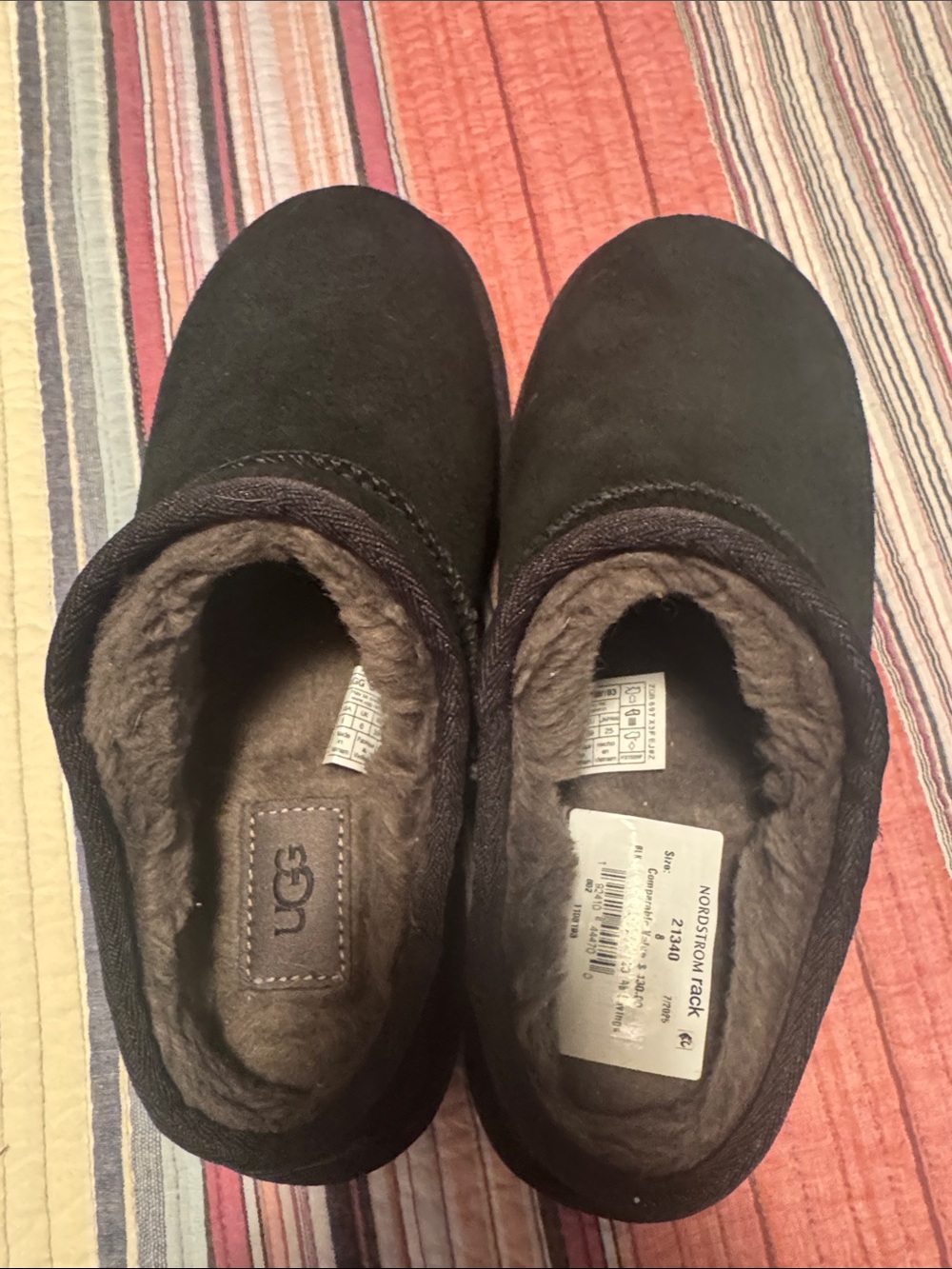 UGG Women’s Classic Black Plush-Lined Slip-Ons - Size 8. NWT